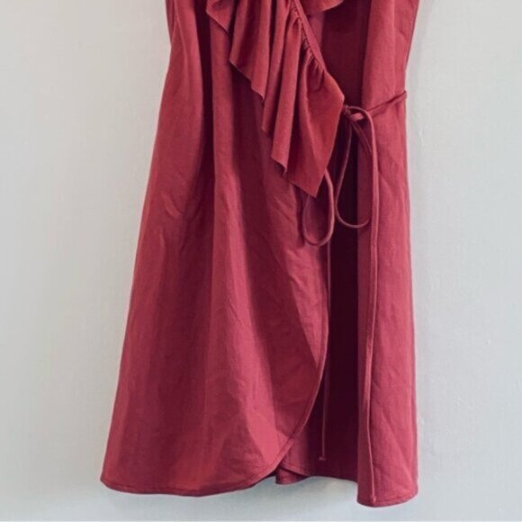 ZARA Wrap Sun Dress Ruffle V Neck Womens Small Pink Blush Summer Sleeveless Mini - Picture 6 of 12